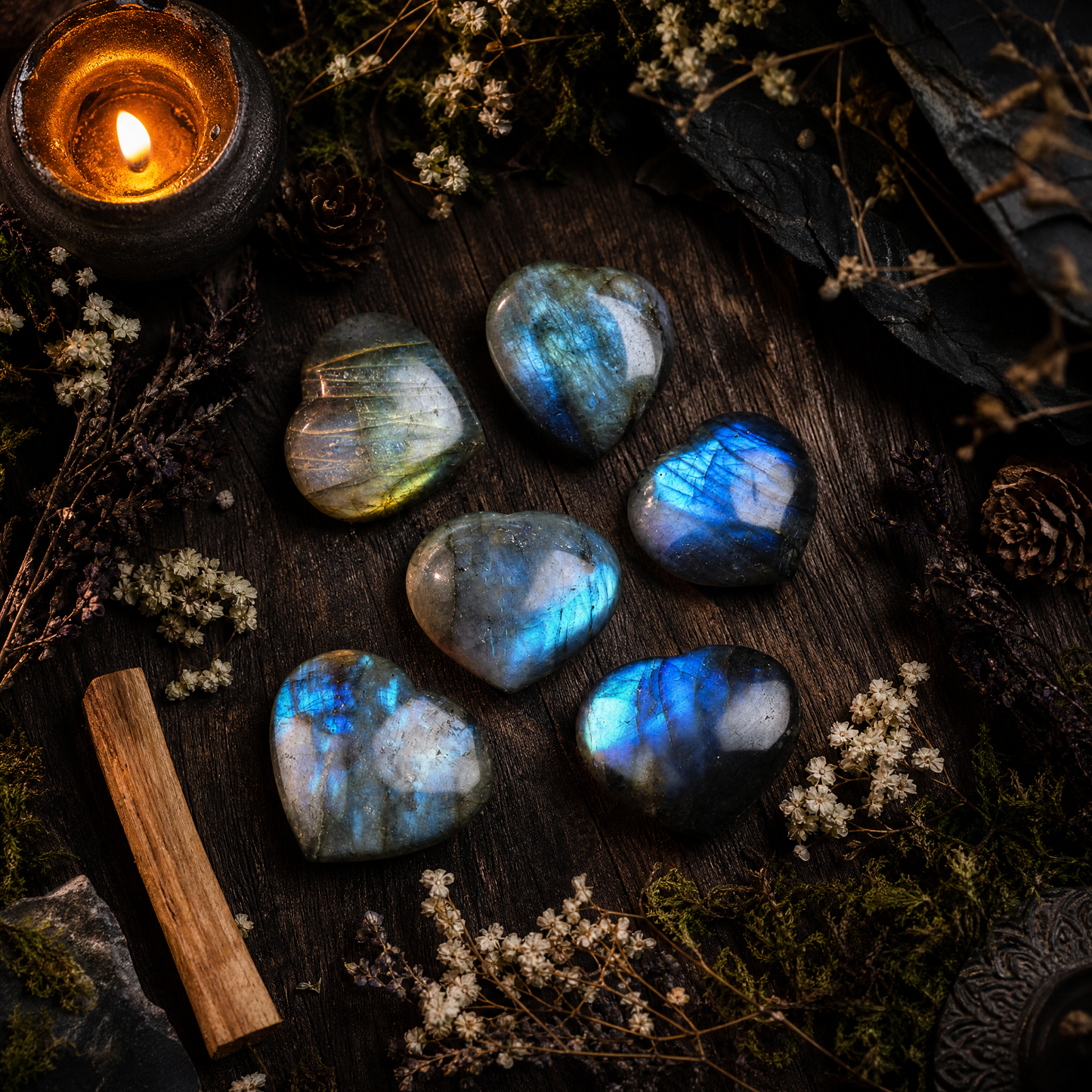 Labradorite Crystal Hearts (6-pack)